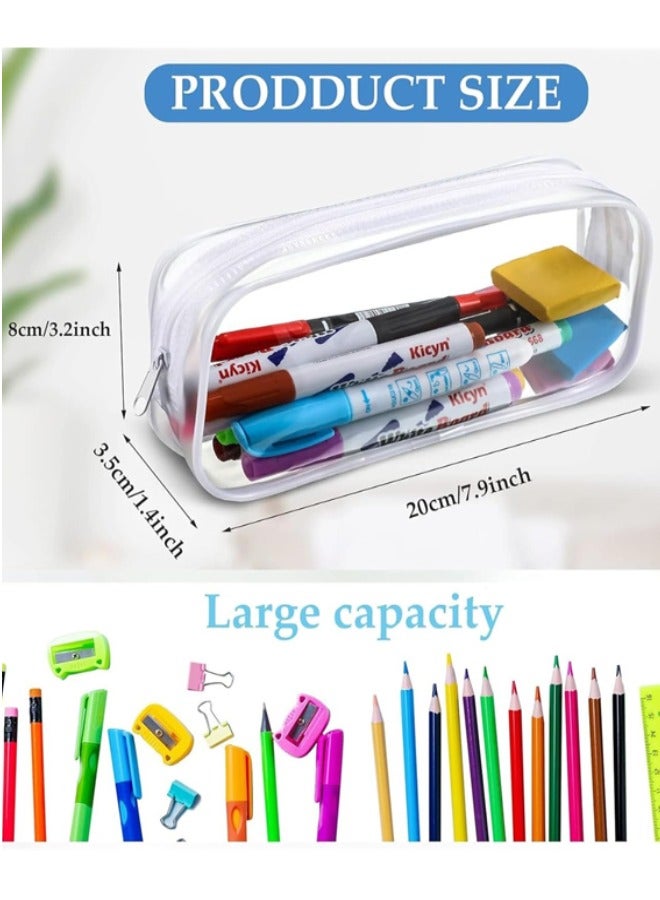 Clear PVC Zipper Pencil Bag, 2pcs Portable Pencil Bag WaterproofMakeup Pouch for Office Stationery and Travel Storage, Black White - Image 2